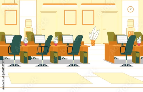 Bright Banner, Business Interior Open Office.