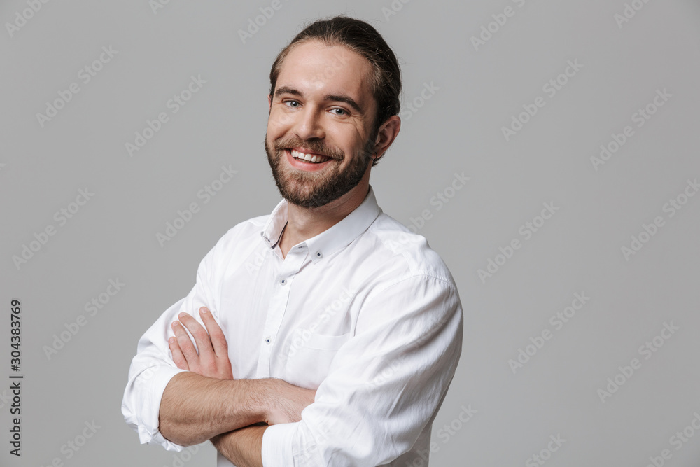 Optimistic positive handsome bearded man Optimistic positive handsome bearded man