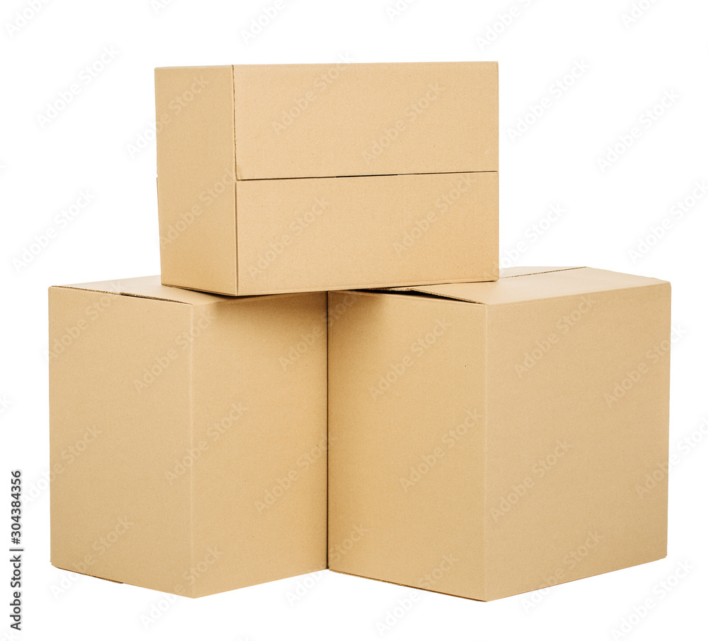 Pile of cardboard boxes on a white background Pile of cardboard boxes on a white background