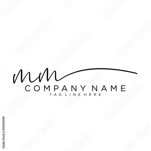 Initial letter MM Signature handwriting Logo Vector photo