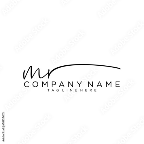 Initial letter MR Signature handwriting Logo Vector