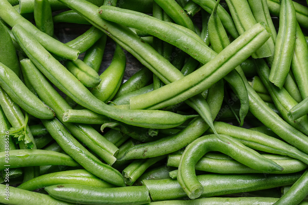 Ripe raw tasty healthy green beans, close up shot Ripe raw tasty healthy green beans, close up shot