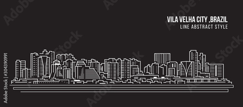 Cityscape Building panorama Line art Vector Illustration design - Vila velha city