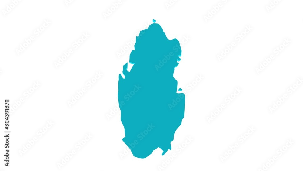 3d effect Political map of Qatar in Asia 3d effect Political map of Qatar in Asia