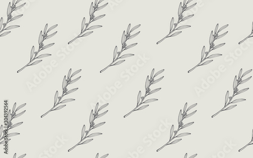 Hand drawn seamless pattern with branches. Vector