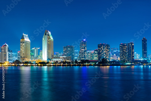 San Diego Skyline at Night   San Diego  California  USA  