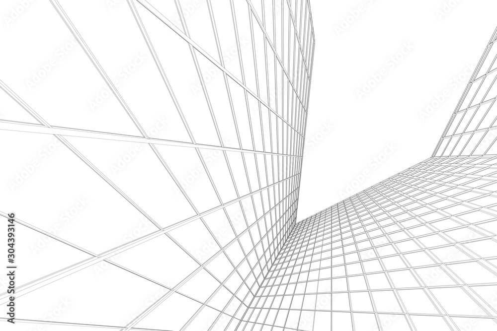 Abstract architectural background. White blueprint