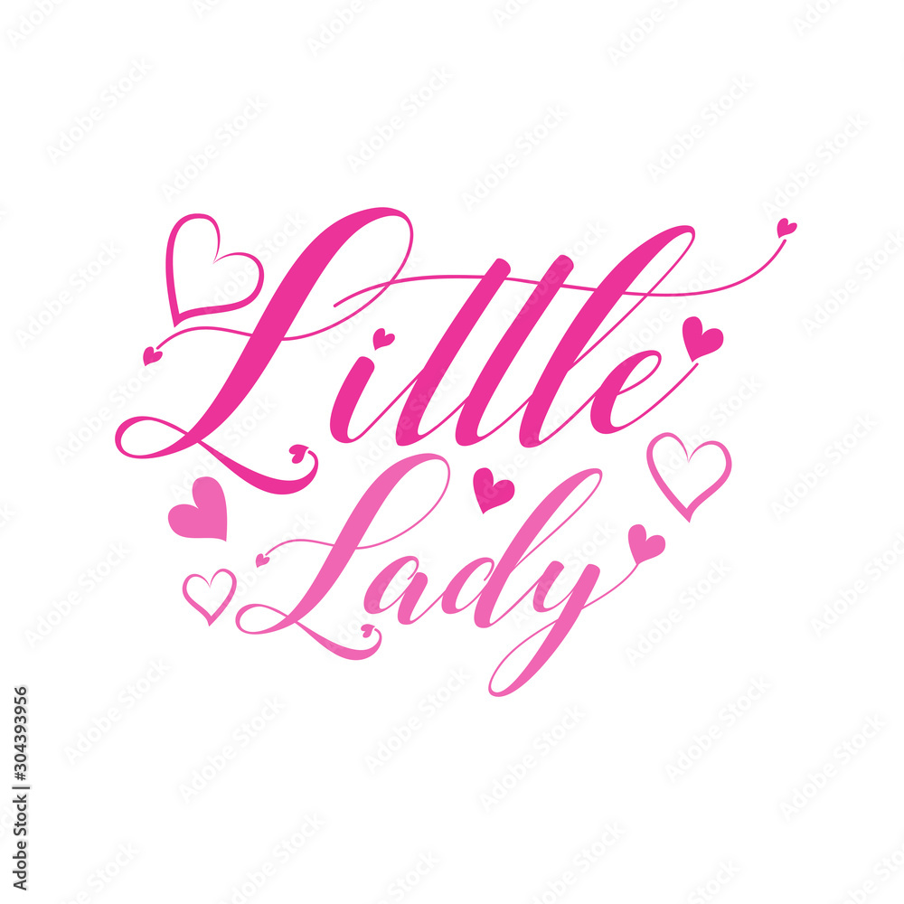 Little Lady- Calligraphy text, with hearts. Good for greeting card and t-shirt print, flyer, poster design, mug. Little Lady- Calligraphy text, with hearts. Good for greeting card and t-shirt print, flyer, poster design, mug.