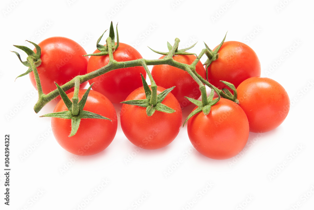 red tomatoes with white background. Group of tomatoes