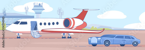 Personal Business Jet on Airport Runaway Vector