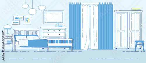 House Bedroom Classic Interior Vector Background