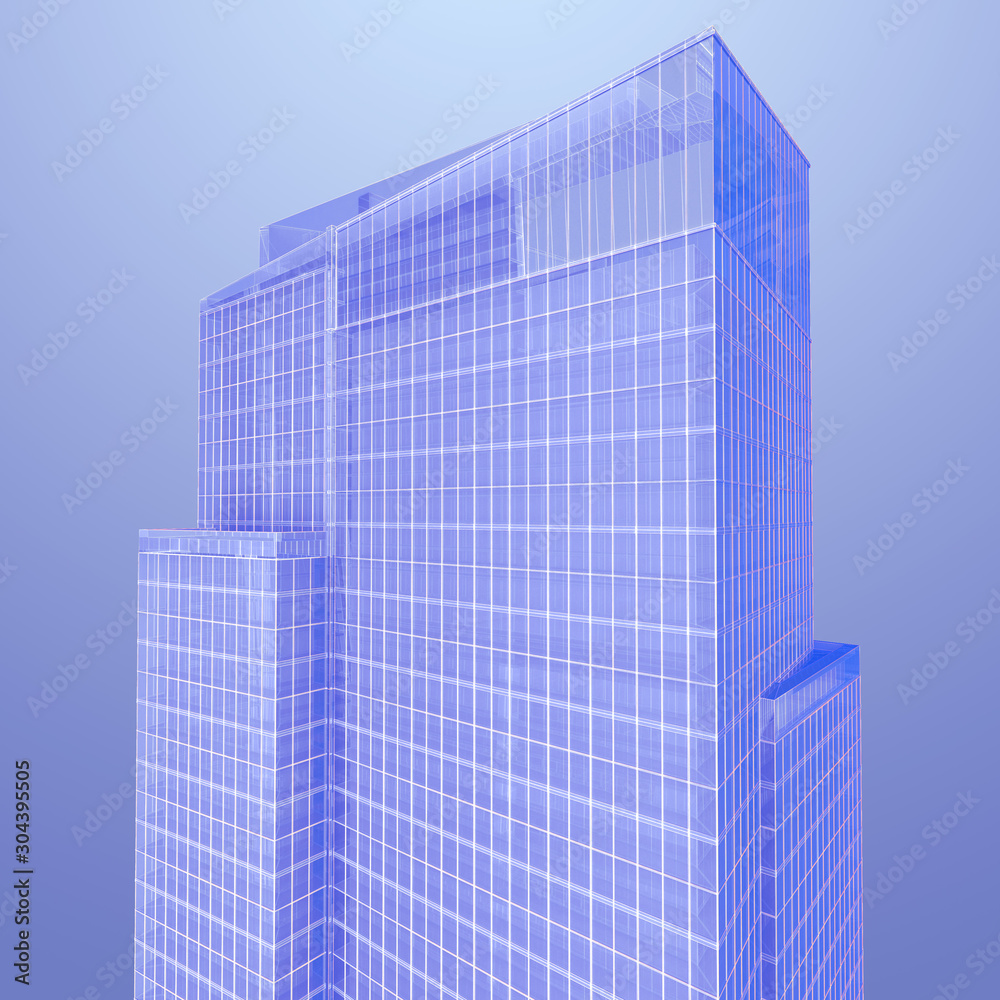glass skyscraper in purple tinted