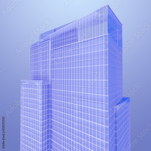 glass skyscraper in purple tinted