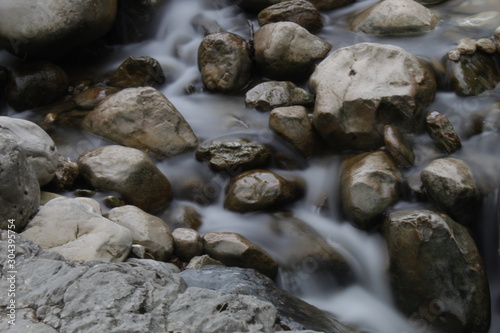 water flowing through the rocks
