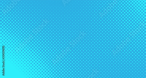 Wallpaper Mural Blue halftone pop art background abstract vector comics style blank layout template with clouds beams and isolated dots pattern. For sale banner for your designe 1960s. with copy space eps10 Torontodigital.ca