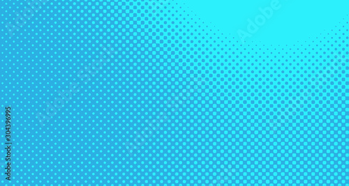 Blue halftone pop art background abstract vector comics style blank layout template with clouds beams and isolated dots pattern. For sale banner for your designe 1960s. with copy space eps10