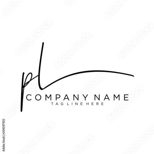 Initial letter PL Signature handwriting Logo Vector