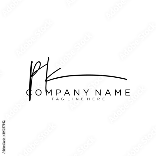 Initial letter PK Signature handwriting Logo Vector