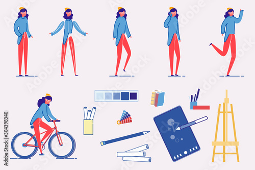 Creative Profession Character - Poses, Action Set.
