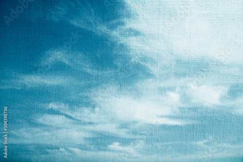 The vast blue sky and clouds sky. canvas effect. 