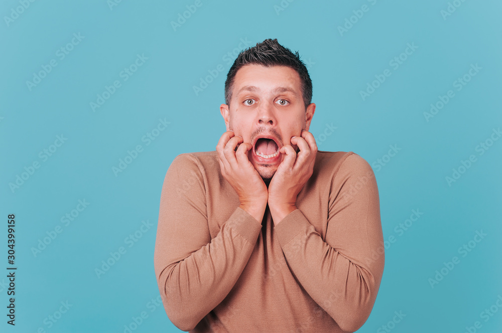 Man scared hands face hi-res stock photography and images - Alamy