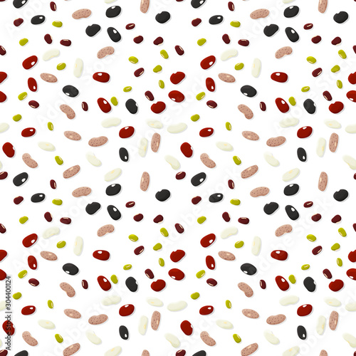 Beans types seamless pattern. Vector.