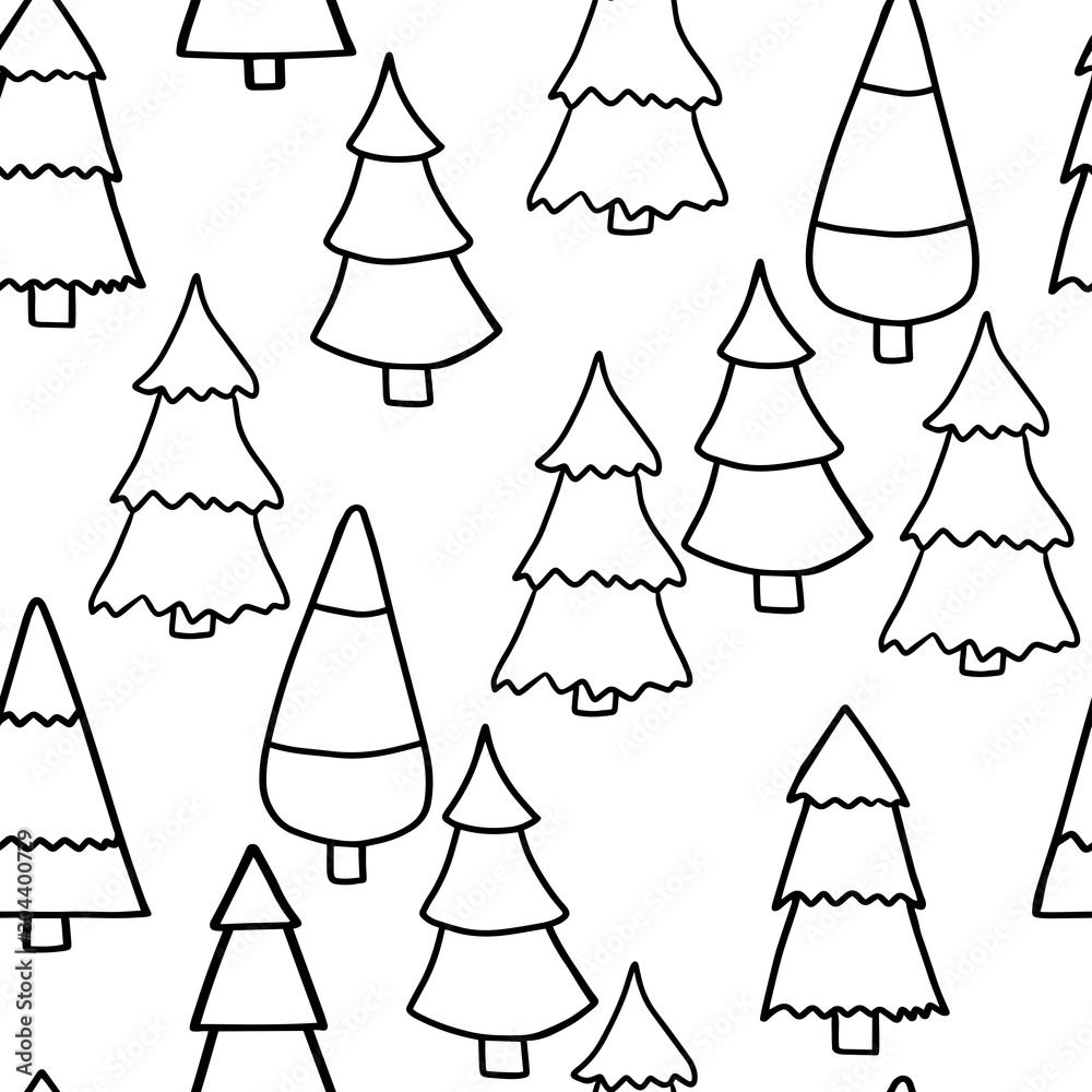  black and white christmas tree pattern vector illustration on white background