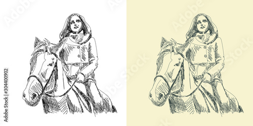 Horsewoman riding a horse