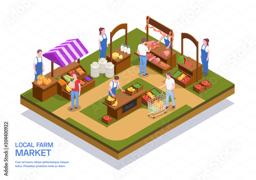 Farm Market Isometric Composition
