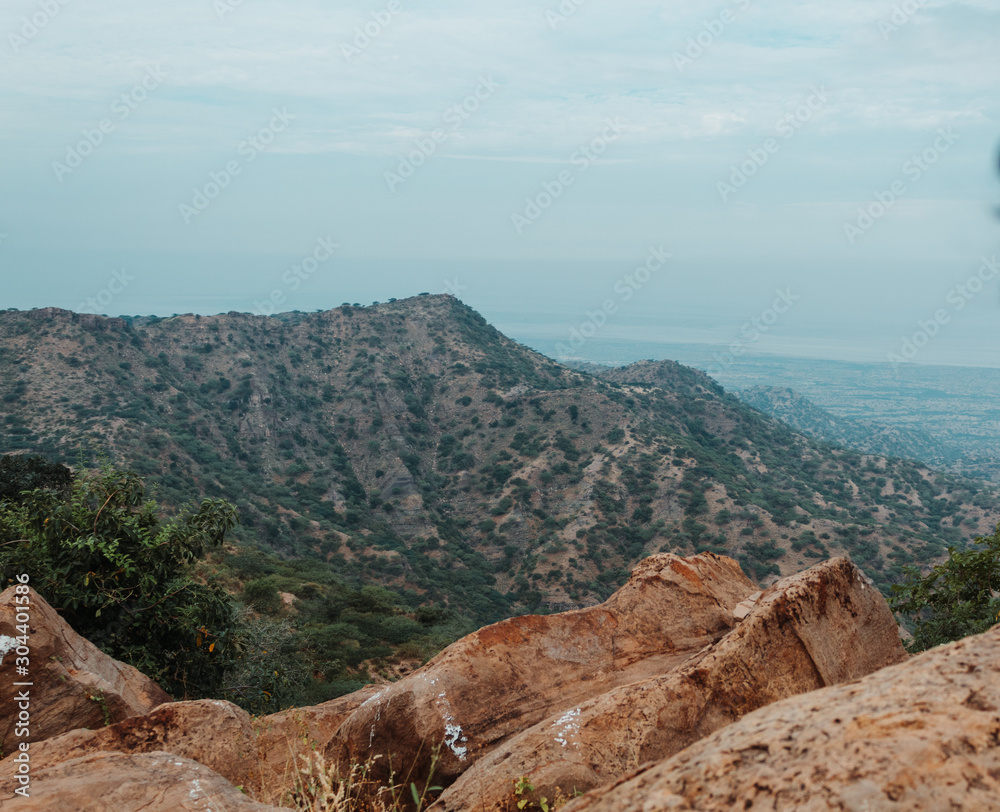 View of the hills of Kala Dungar in Kutch, Gujarat, India