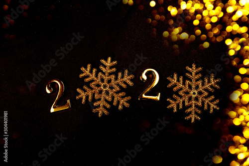 Digits 2020 on a black background, New Year Concept © Ekaterina