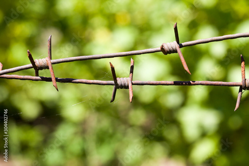 old rusty barbed wire