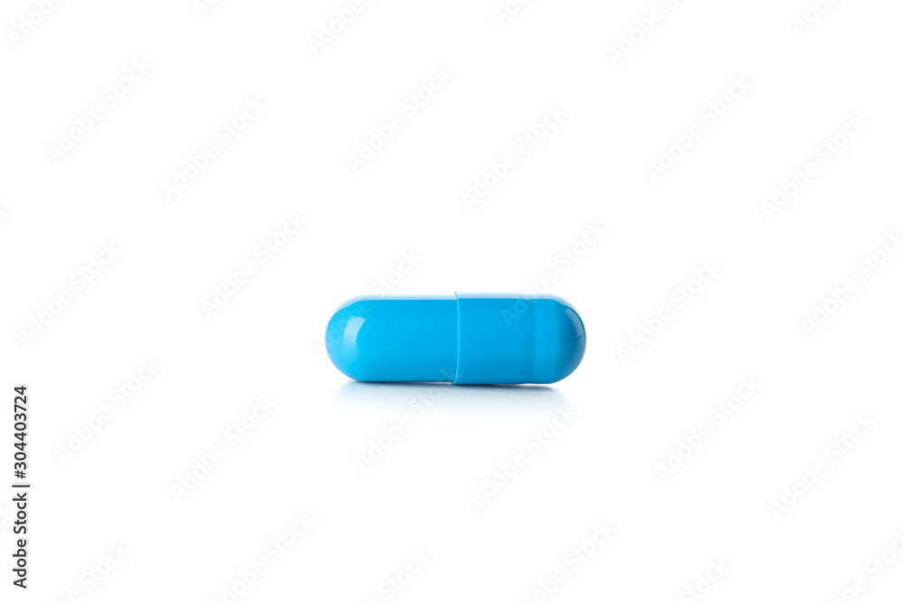 Capsule pill isolated on white background, close up