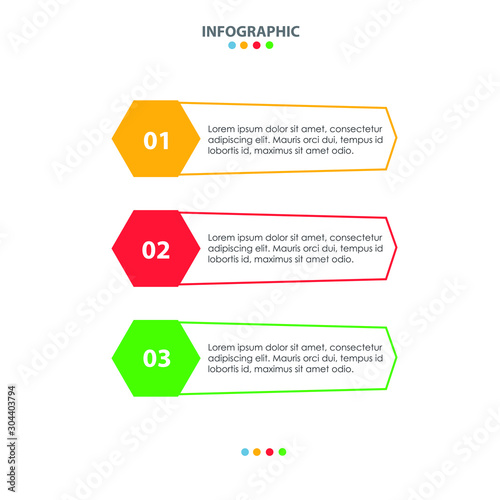 Infographic colorful 3 point banner text columns vector illustration