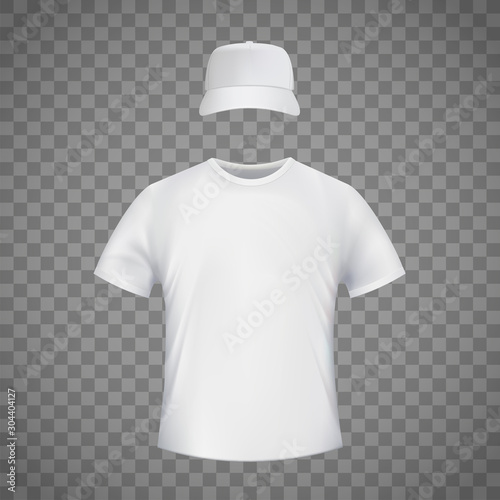 White blank template t-shirt and a baseball cap