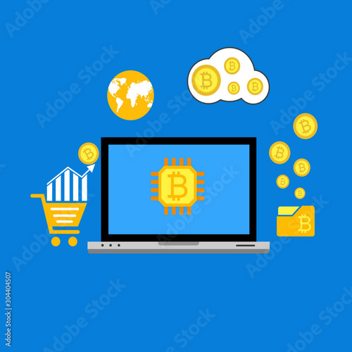 Concept of mobile payments, personal data protection. Transfer money from card. Cryptocurrency and blockchain. Vector illustration. © Hani Suwaryo