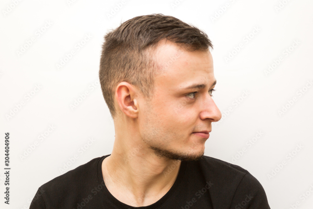 emotion look, young man on a white background, human emoji emotion look, young man on a white background, human emoji