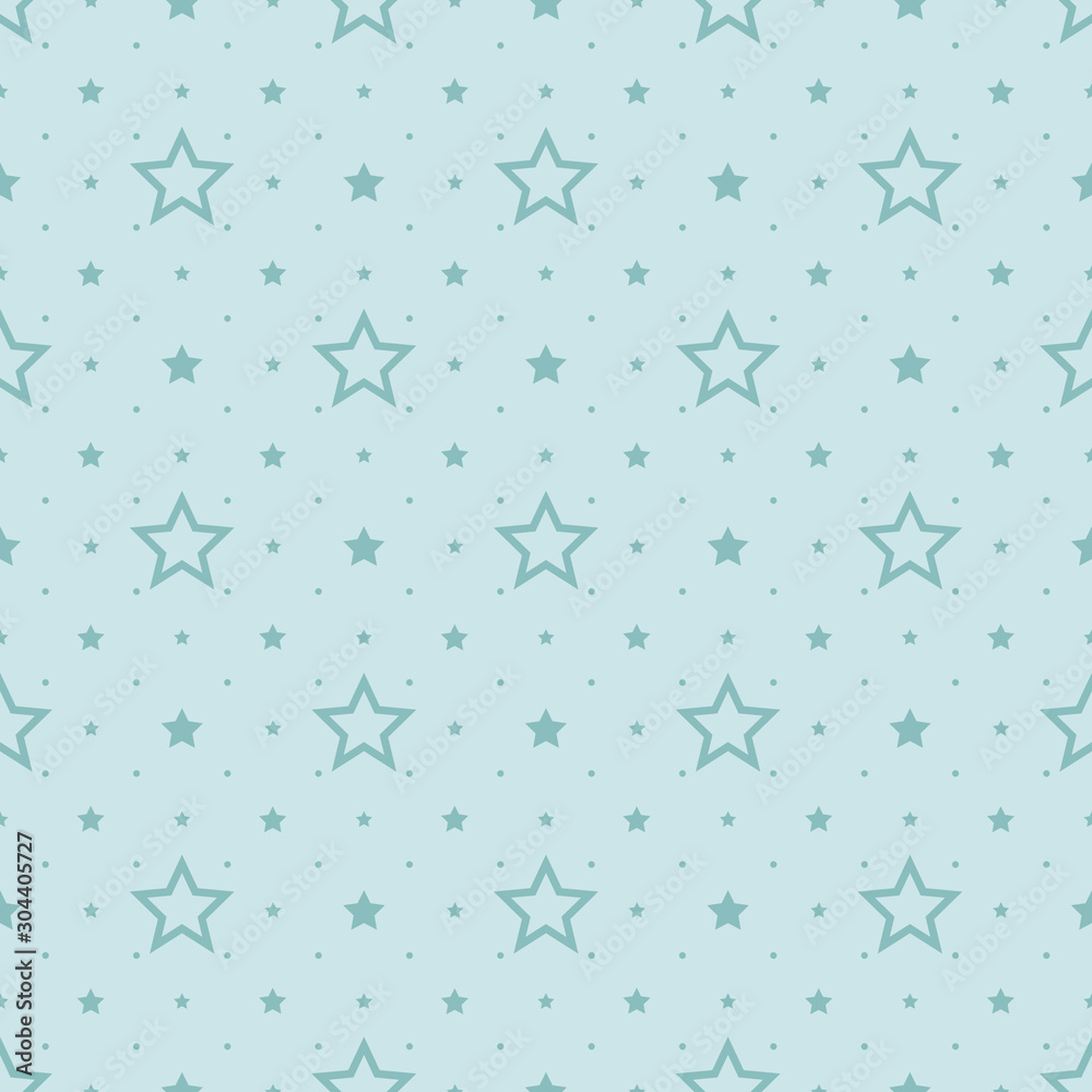 Stars in blue. New Year's background. Winter abstract drawing. Vector seamless pattern.