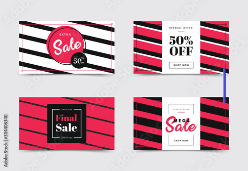 Set of sale gift card templates. Stripes covers design. Vector backgrounds. Applicable for gift card, banners, social media.