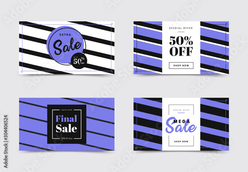 Set of sale gift card templates. Stripes covers design. Vector backgrounds. Applicable for gift card, banners, social media.