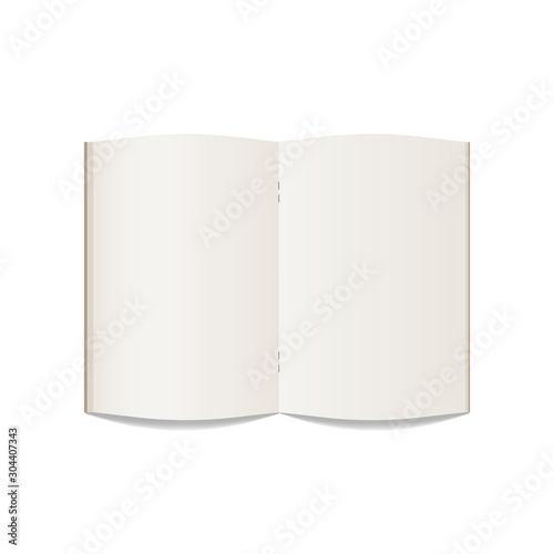 Blank open notebook. Realistic notebook mockup isolate on white background. Mock up template. Vector illustration.
