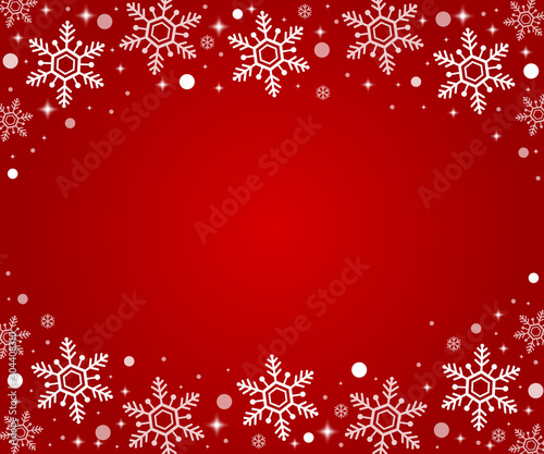 Abstract snowflake on a red background. Merry Christmas and Happy New Year. Vector Illustration