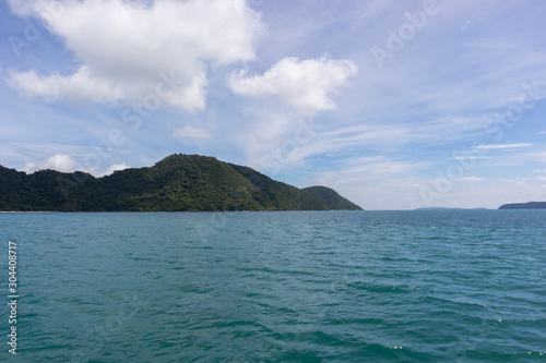 sea and mountain view in yacht cruise at Phuket, Thailand