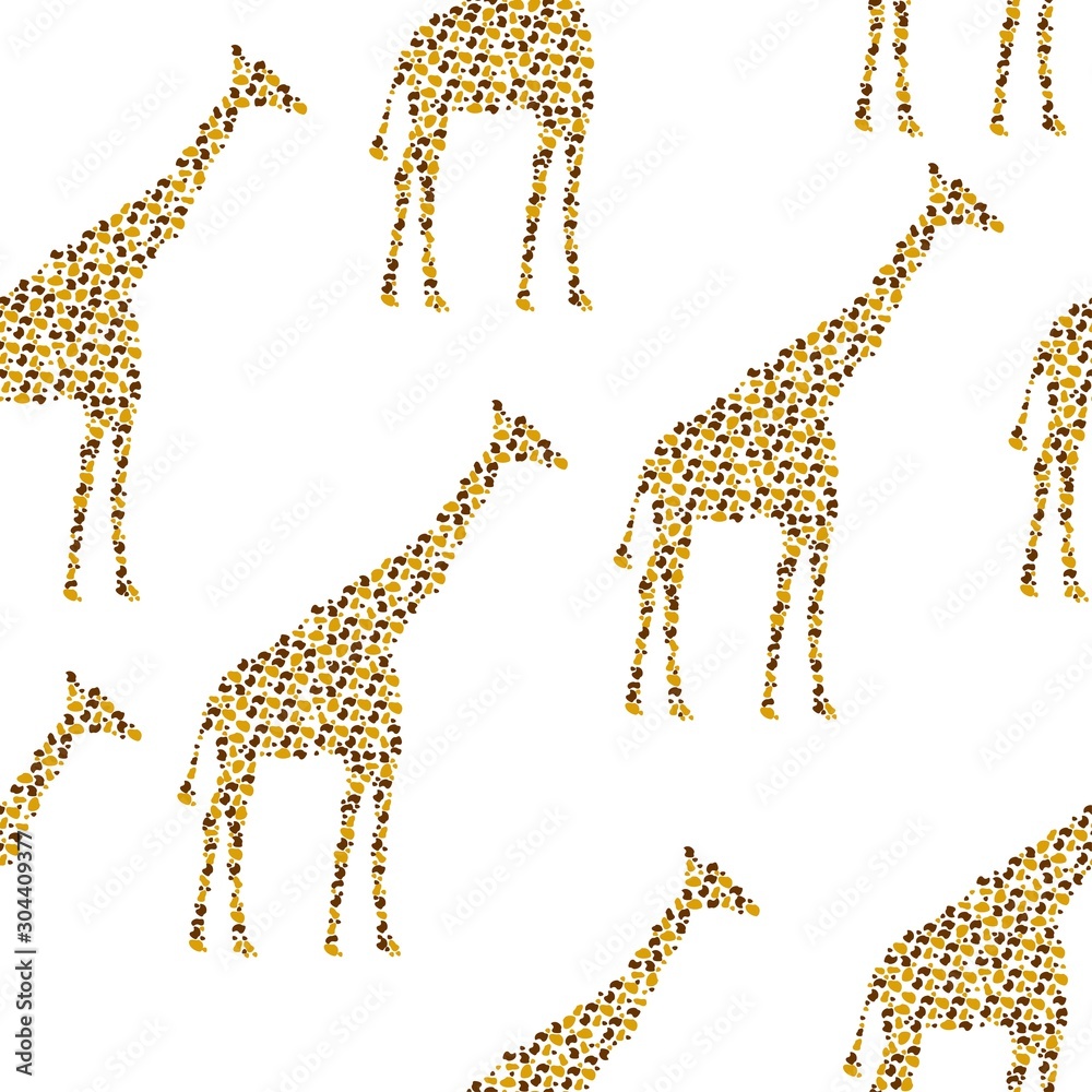 Obraz premium vector illustration giraffe spots pattern, animal silhouette made of blots on a white background