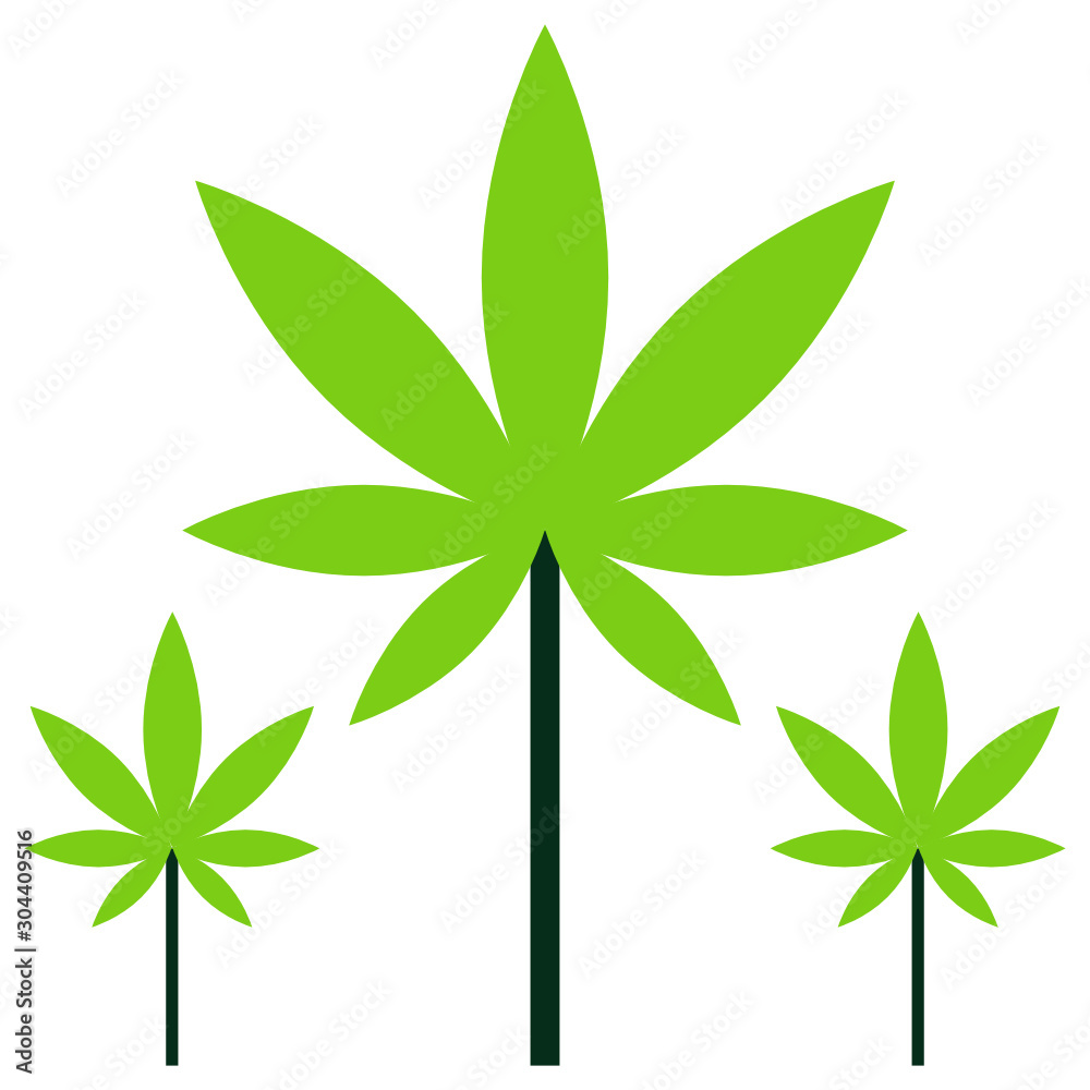 Cannabis Plant and Leaves Vector Icon Design Cannabis Plant and Leaves Vector Icon Design