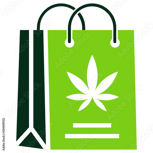 Cannabis Shopping Bag Vector merchandising  Icon Design