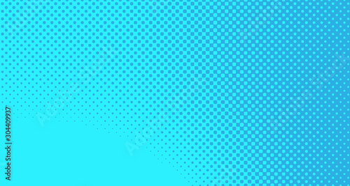 Blue halftone pop art background abstract vector comics style blank layout template with clouds beams and isolated dots pattern. For sale banner for your designe 1960s. with copy space eps10