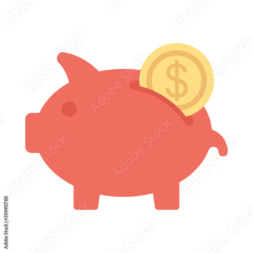 Piggy Bank Vector illustration. Modern flat Icon for Business & Office. 
