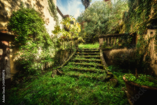 Old stairway in a an abandoned village