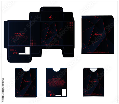 Packaging design, perfume luxury box design template and mock up box. Illustration vector.